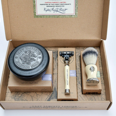 Набір щітка, бритва та мило Captain Fawcett Faux Shave Brush, Razor & Shaving Soap 110g