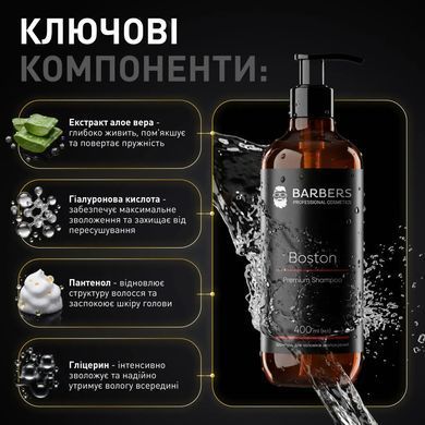 Шампунь для мужчин увлажняющий Barbers Boston 400 мл