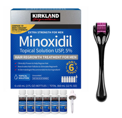 Лосьон minoxidil 5% KIRKLAND (6 флаконов) + мезороллер для кожи головы и лица